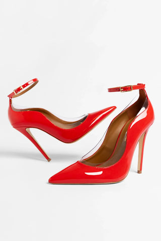 Larroudé by Sergio Hudson: Tahleya Pump Scarlet Patent Leather Sandal Larroude x Sergio Hudson