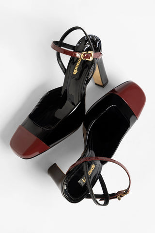 Sabine Pump Black and Burgundy Patent Leather