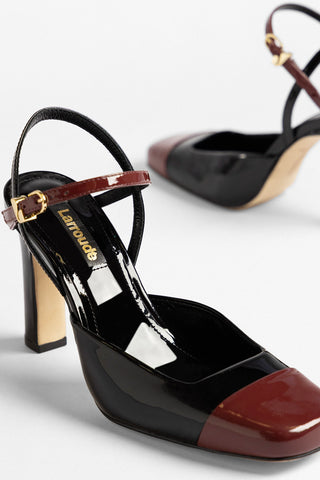 Sabine Pump Black and Burgundy Patent Leather