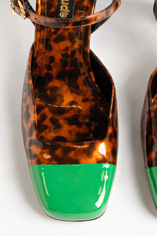 Sabine Pump Tortoise and Evergreen Patent Leather
