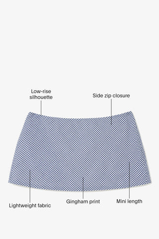 Ava Mini Skirt Navy Gingham Cotton Skirt Sheridan Cox by Larroudé