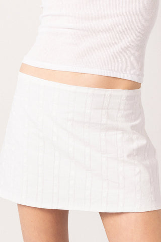 Ava Mini Skirt Striped White Cotton Skirt Sheridan Cox by Larroudé