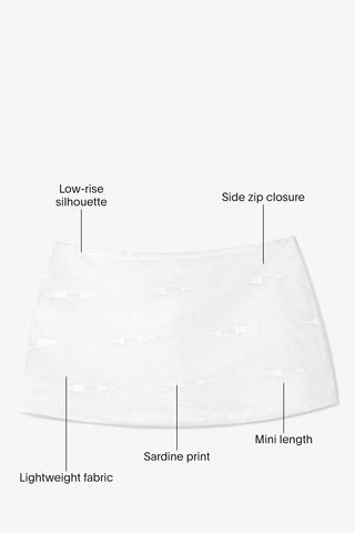 Ava Mini Skirt White Embroidered Fish Cotton Skirt Sheridan Cox by Larroudé