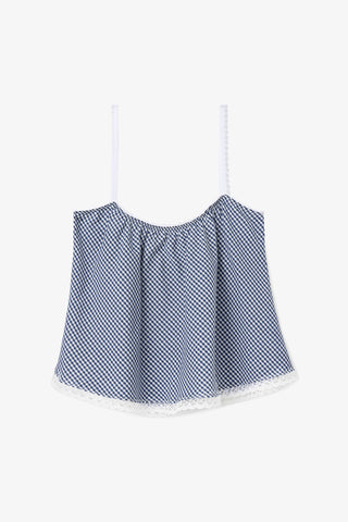 The Perfect Tank Top Navy Gingham Cotton Top Sheridan Cox by Larroudé