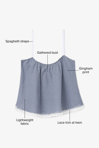 The Perfect Tank Top Navy Gingham Cotton Top Sheridan Cox by Larroudé