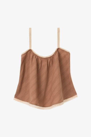 The Perfect Tank Top Mocha Striped Cotton Top Sheridan Cox by Larroudé