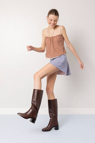 The Perfect Tank Top Mocha Striped Cotton Top Sheridan Cox by Larroudé