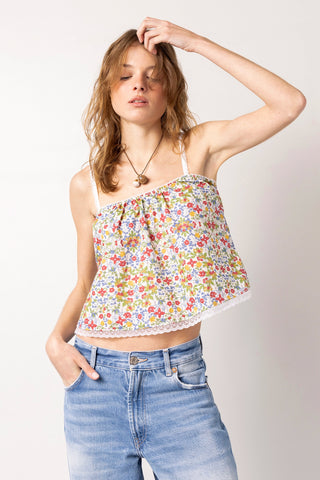 The Perfect Tank Top Embroidered Fish with Navy Trim Top Sheridan Cox by Larroudé