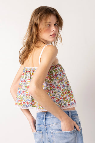 The Perfect Tank Top Embroidered Fish with Navy Trim Top Sheridan Cox by Larroudé