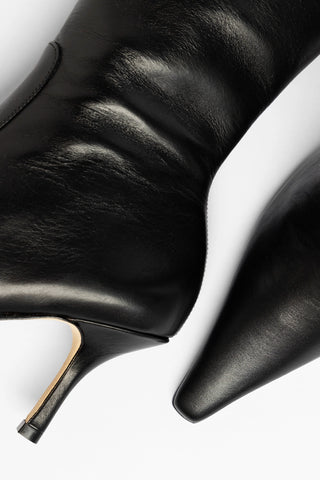 Hailey Boot Black Leather Boot Larroudé