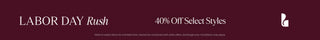 Larroudé Labor Day Rush promotion offering 40% off select styles for a limited time.