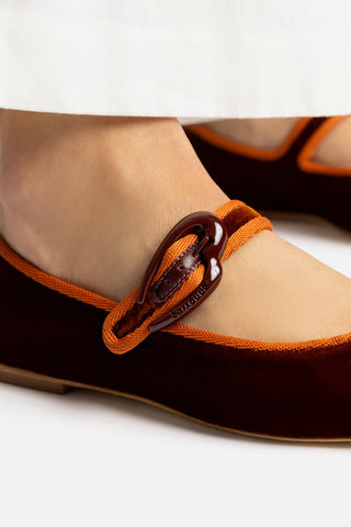 Verona Ballet Flat In Cuoio Velvet