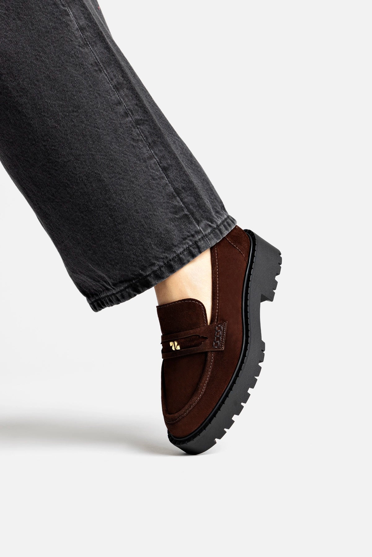 Suki Lugsole Loafer In Brown Suede Suki Lugsole Loafer In Brown Suede