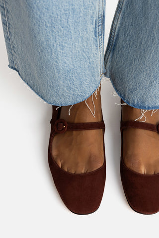 Blair Ballet Flat In Brown Suede