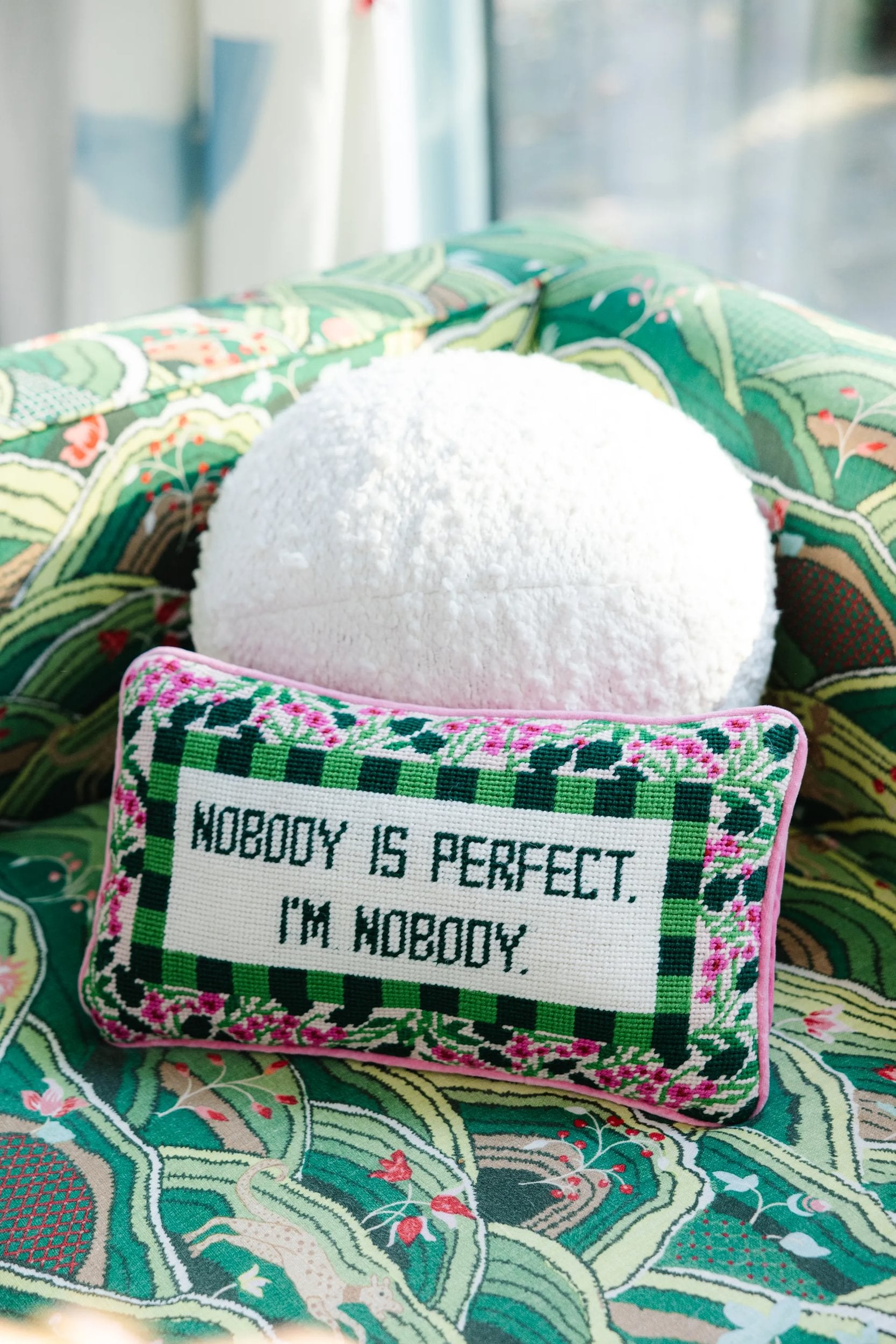 Nobody is Perfect Needlepoint Pillow