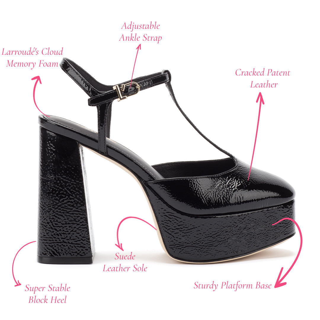 Pixie Pump In Black Cracked Patent Leather