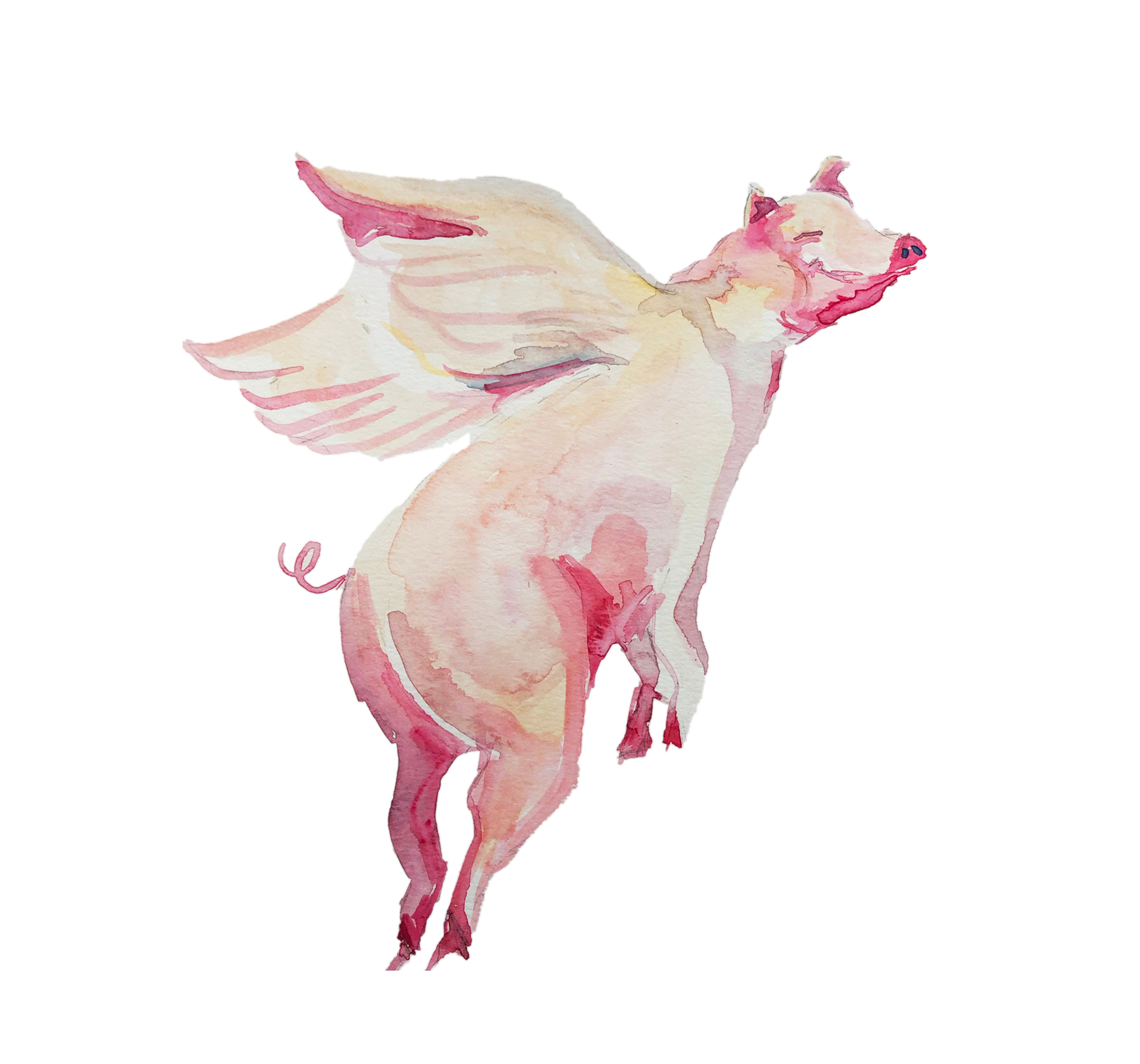 Fantasy Signet Pendant Necklace - Flying Pig