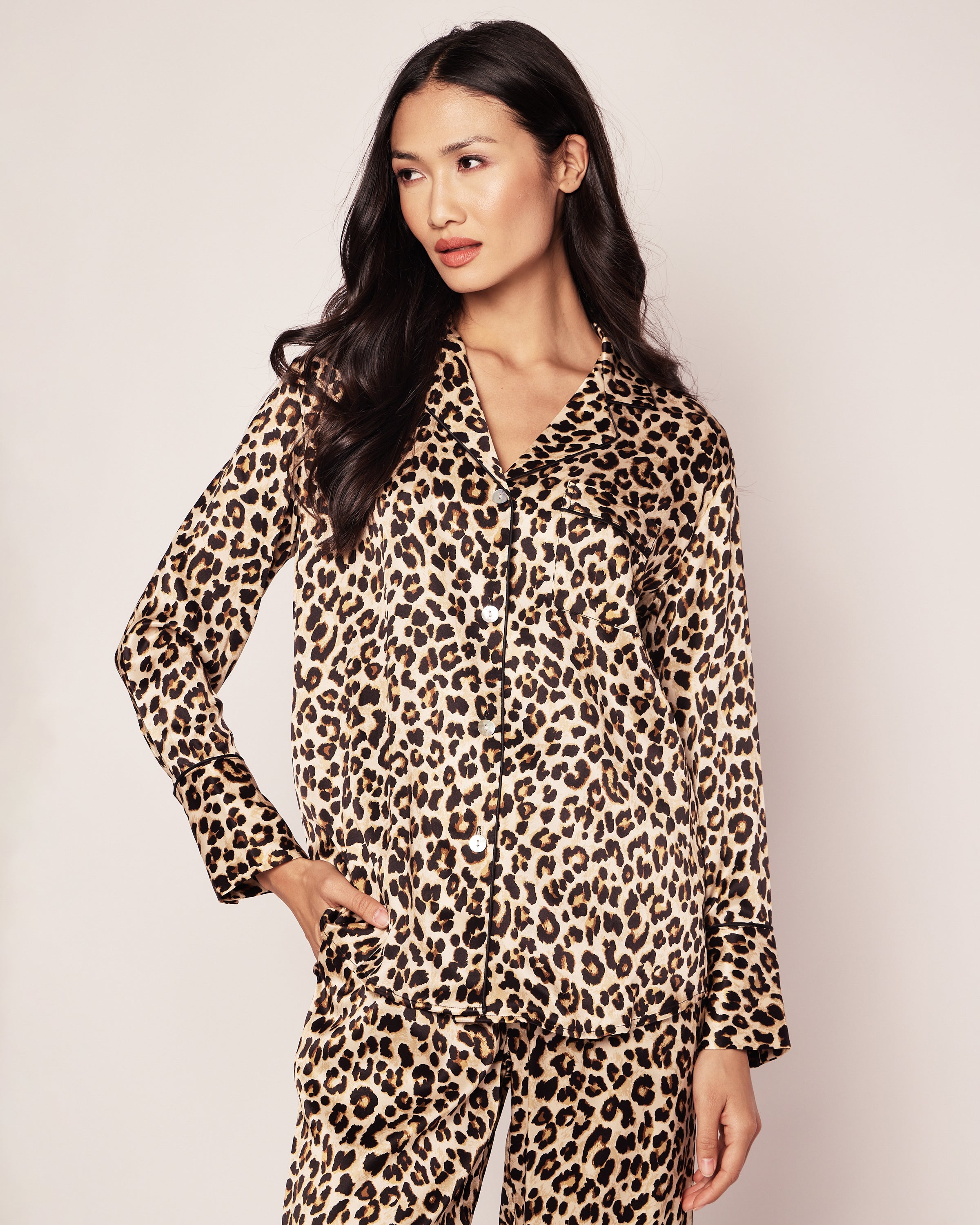 Veronica Beard x Petite Plume Silk Leopard Pajama Set