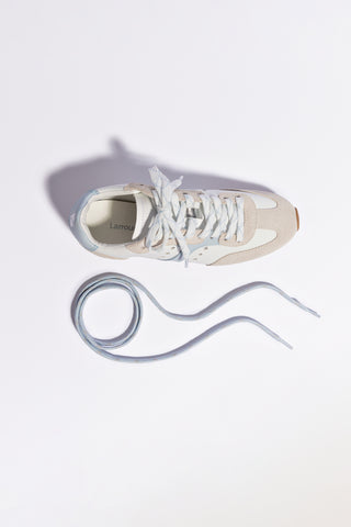 Stella Sneaker In Grey Suede, White Leather and Silver Metallic Leather