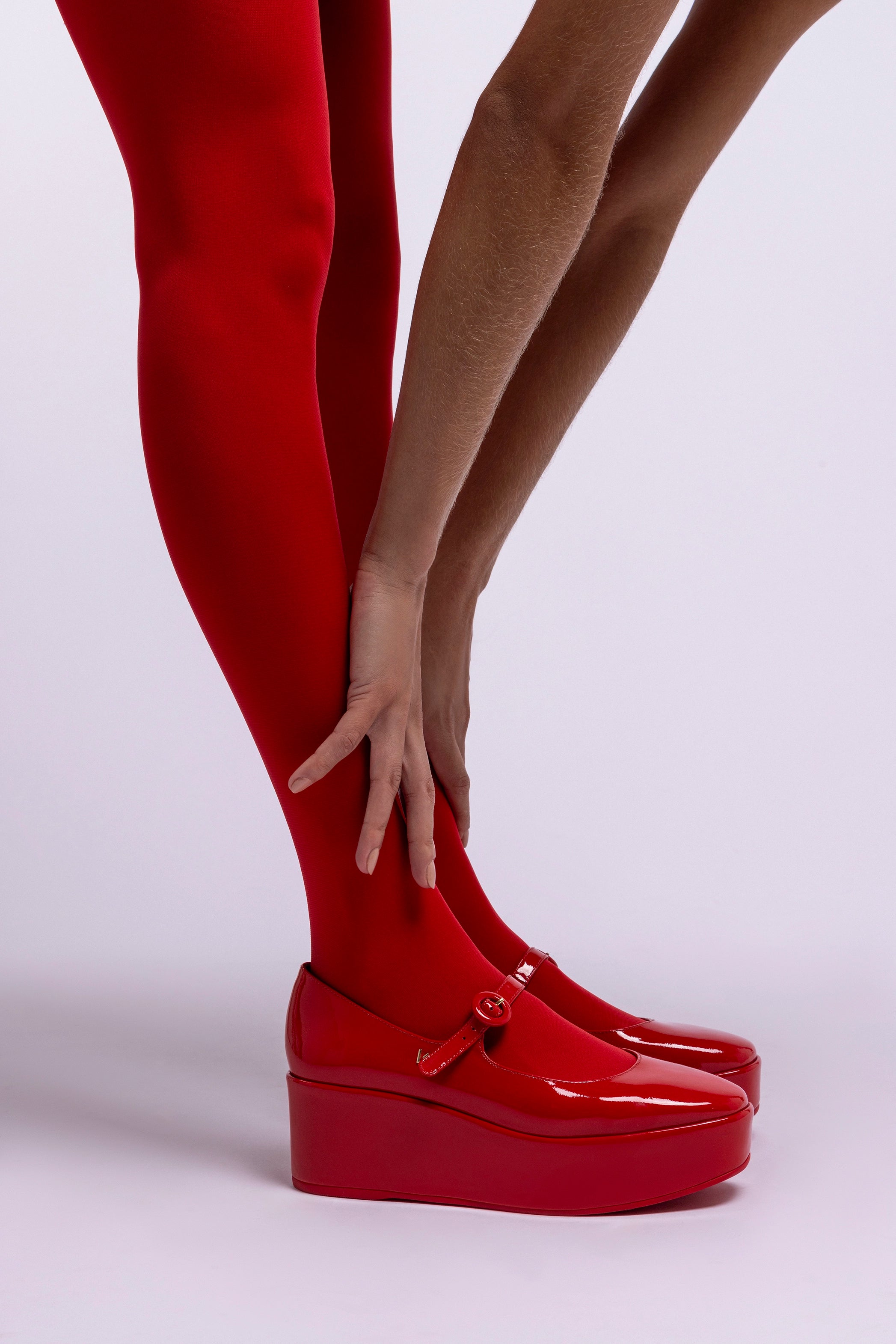 Blair Flatform In Scarlet Patent Leather Flatforms Larroudé