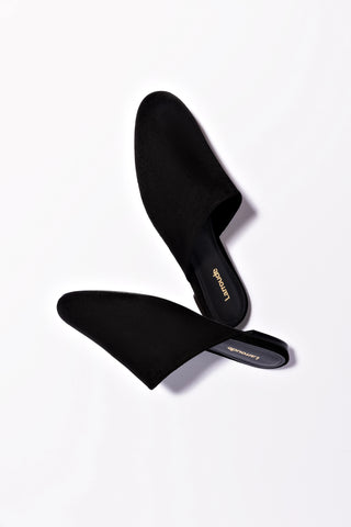 Venice Flat Mule and Pouch Kit In Black Suede