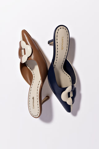 Flora Pump In Navy and Ivory Leather