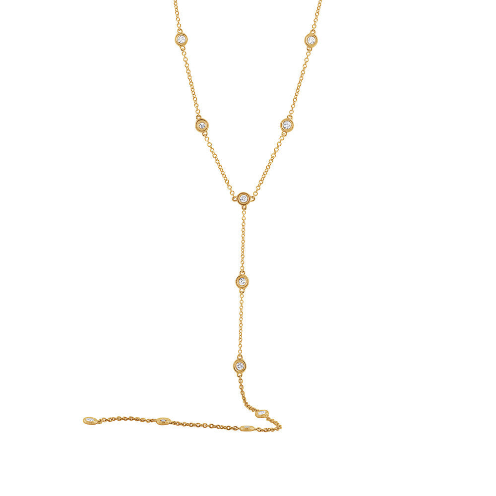 Diamond Bezel Station Lariat Necklace