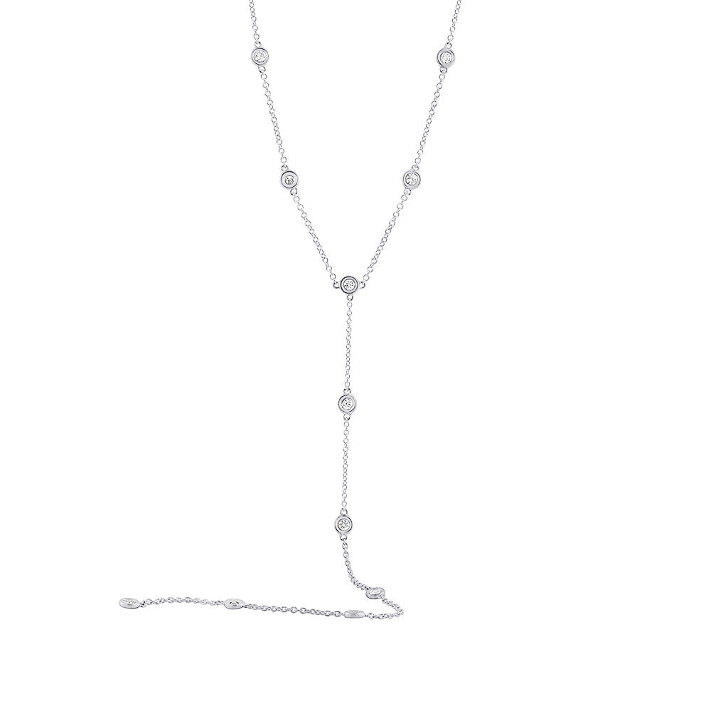 Collar Lariat con bisel de diamantes