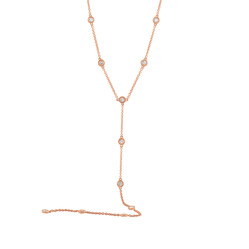 Collar Lariat con bisel de diamantes