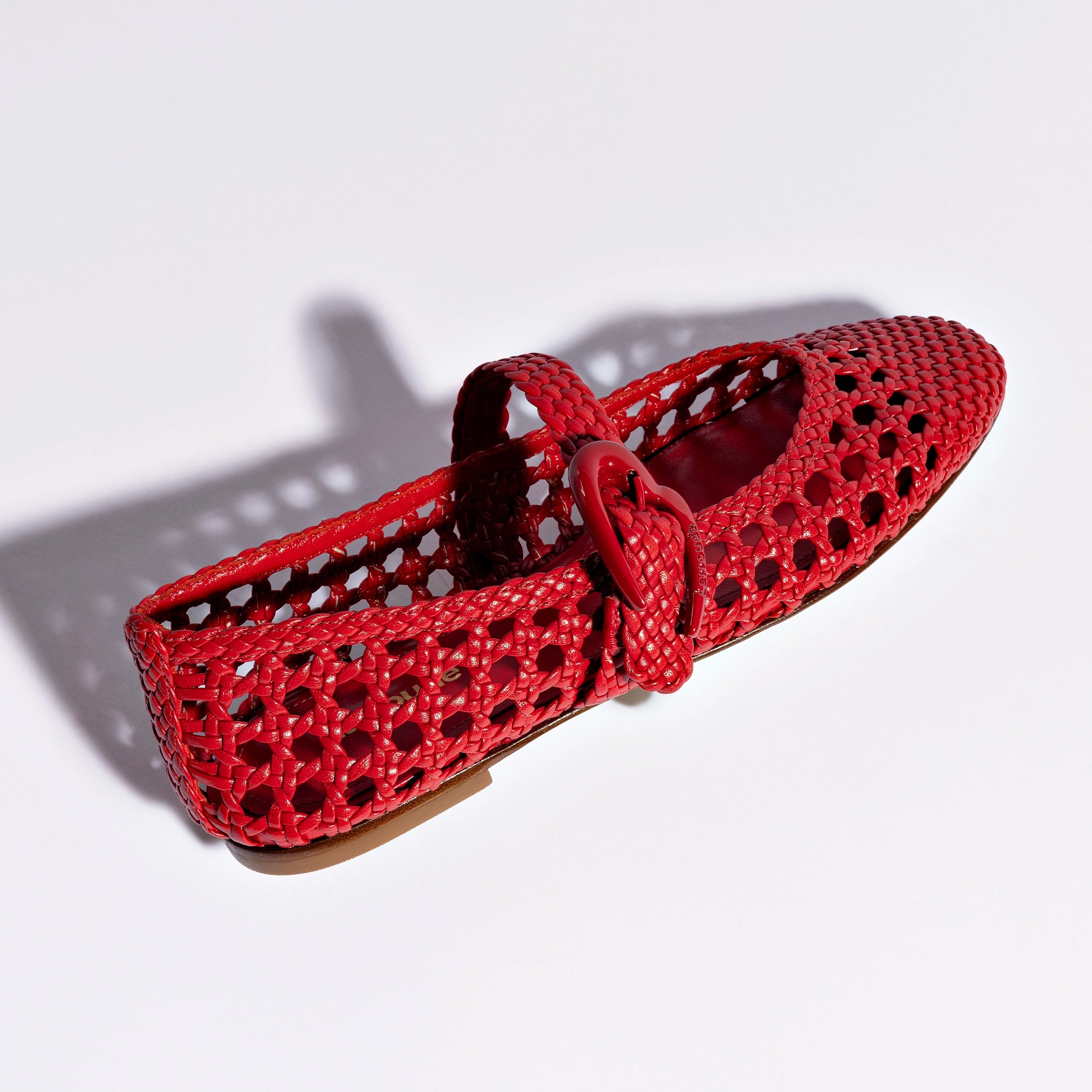 Verona Macrame Ballet Flat In Scarlet Leather