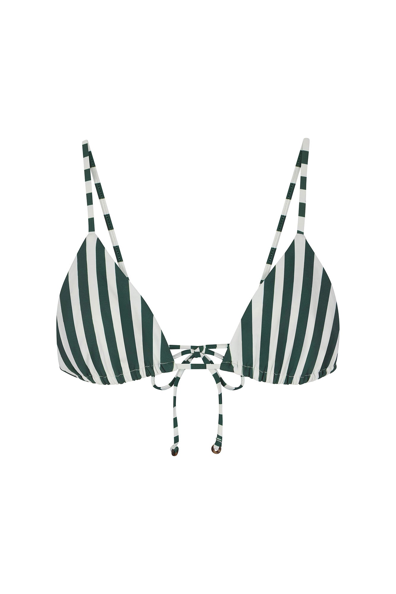 Top de bikini de triángulo con tiras en rayas verticales verdes 