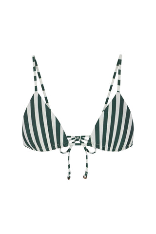 Top de bikini de triángulo con tiras en rayas verticales verdes 