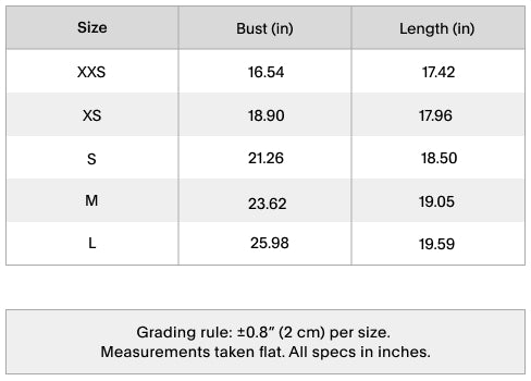 Size chart