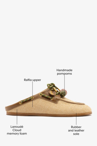 Cyprus Mule Beige Raffia Boat Shoe Larroude
