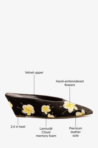 Loulou Blossom Mule Espresso Velvet Mules Larroudé