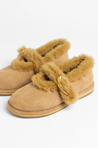 Verona Cozzy Ballet Flat Peanut Suede Ballet Larroudé