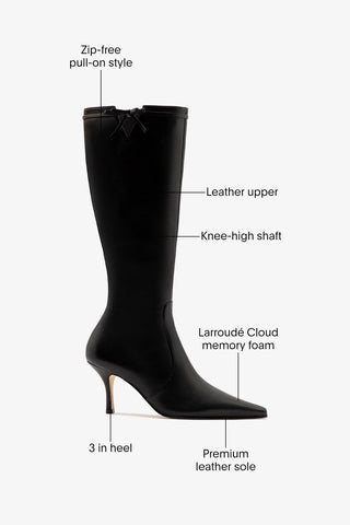 Hailey Boot Black Leather Boot Larroudé