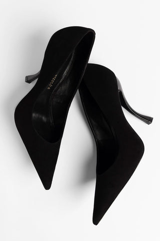 Larroudé by Nicolò B.: Inna Pump Black Suede Mule Larroudé x Nicolò Beretta