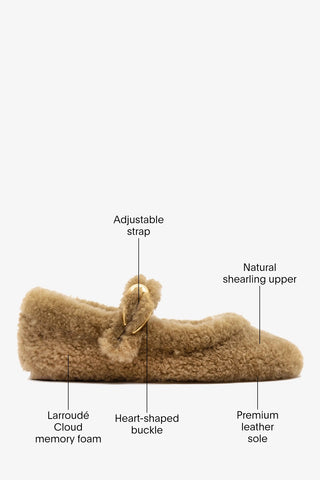 Verona Ballet Flat Latte Curly Shearling Ballet Larroudé