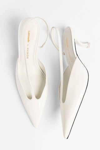 Larroudé by Nicolò B.: Lucia Slingback Pump White Patent Leather Pump Larroudé x Nicolò Beretta