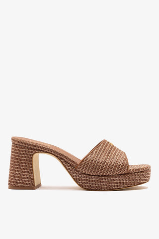 Dolly Low Platform Mule Caramel Raffia Mule Larroudé