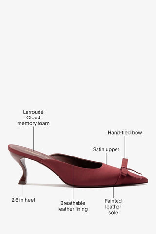 Larroudé by Nicolò B.: Maria Mule Burgundy Satin Pump Larroudé x Nicolò Beretta