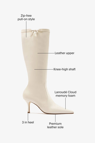 Hailey Boot Ivory Leather Boot Larroudé