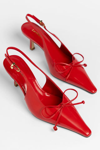 Bardot Pump Scarlet Leather Pump Larroudé