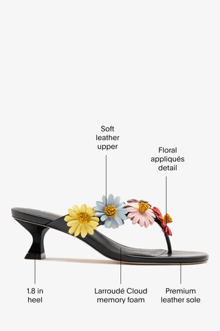 Fiore Thong Sandal Black Leather Sandal Larroudé