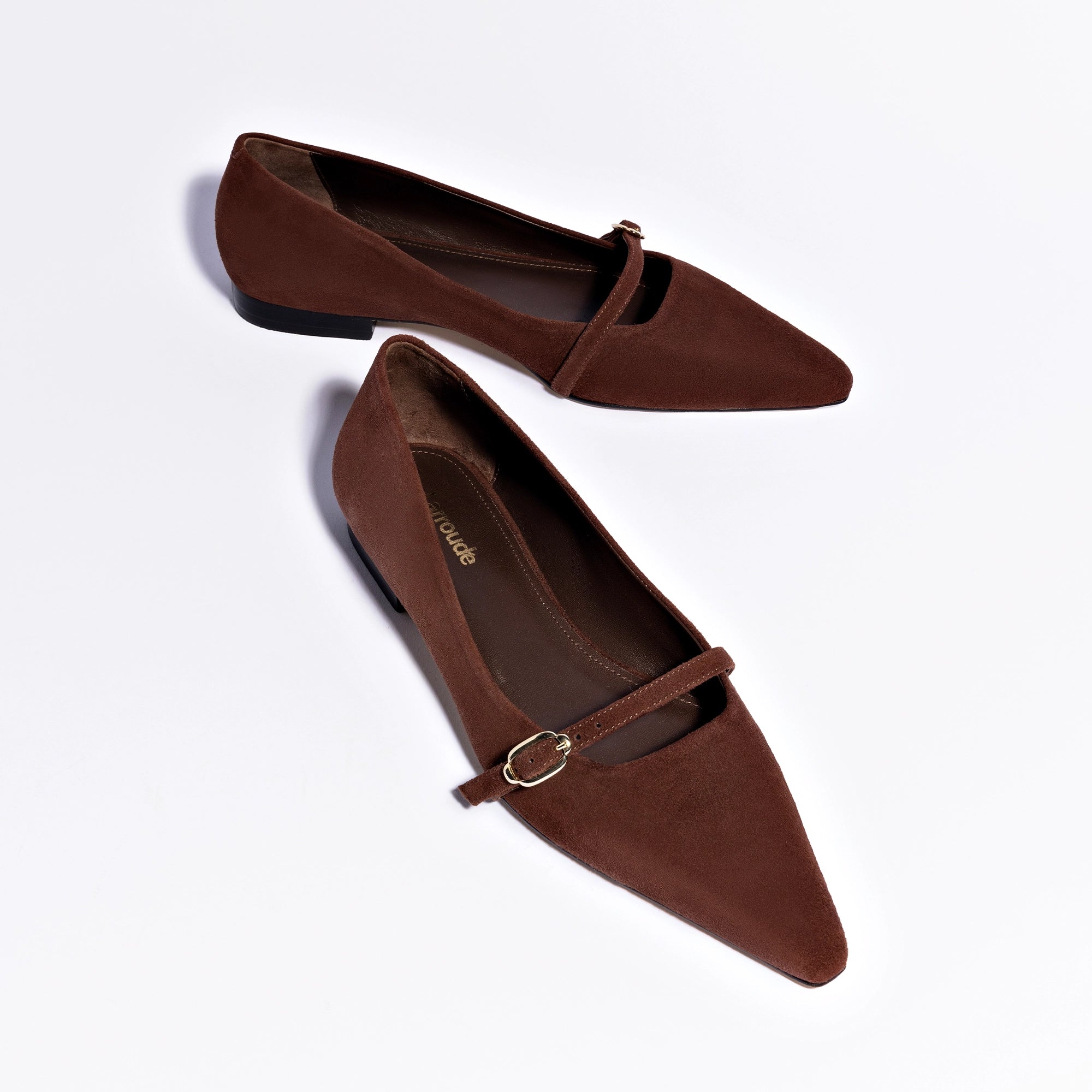 Irene Flat In Brown Suede