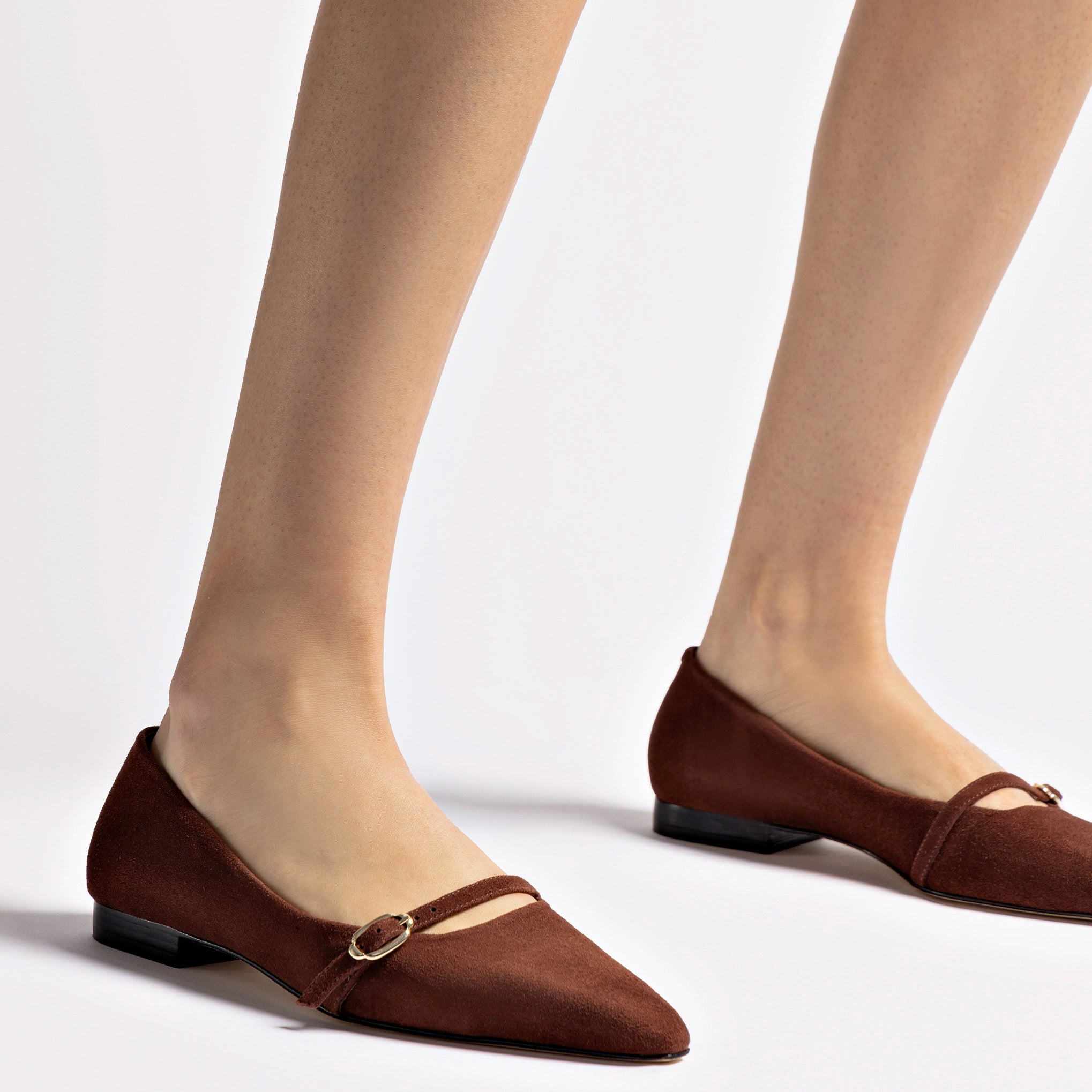 Irene Flat In Brown Suede