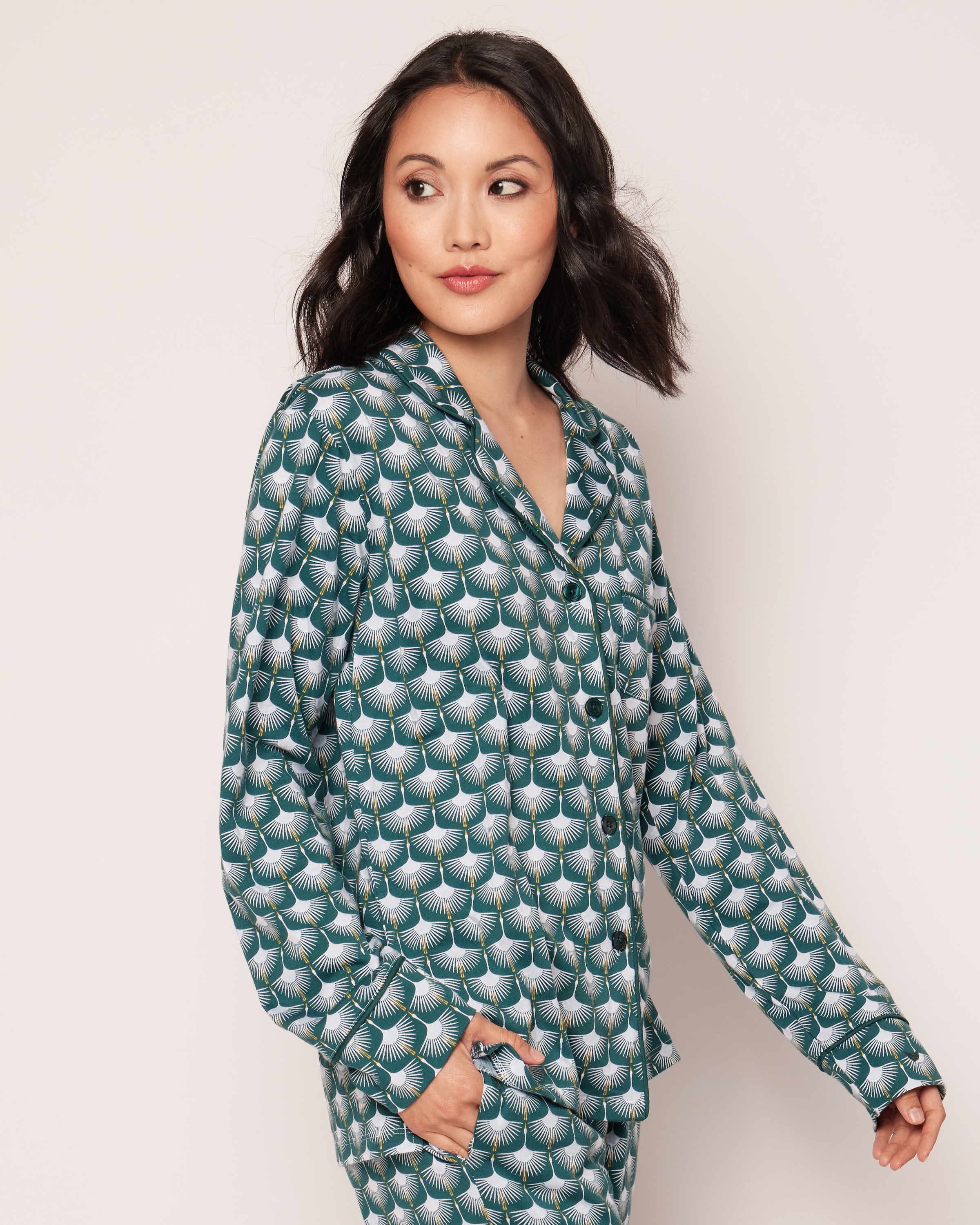 Women's Navy Gingham Flannel Pajama Set
