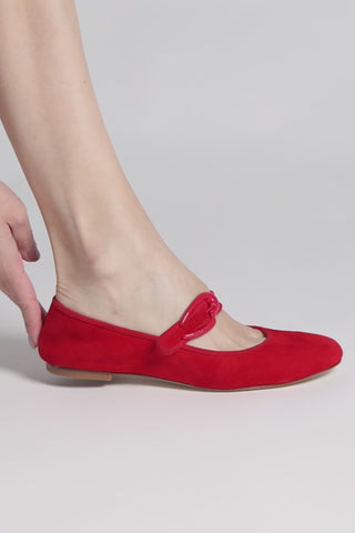 Verona Ballet Flat In Scarlet Suede Ballet Larroudé