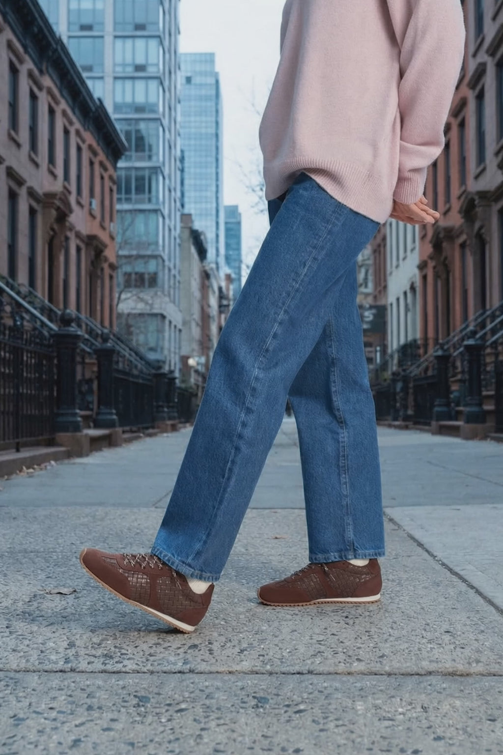 Stella Macrame Sneaker In Brown Leather and Suede Sneaker Larroudé